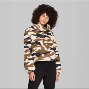 Wild Fable Camo Sherpa Cropped Pullover